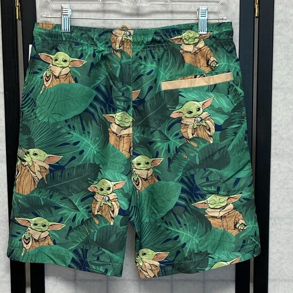 Star Wars Yoda Character Swim Trunks Board Shorts 18" Leafy Green NWT - Picture 2 of 13